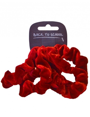 Velvet Scrunchie 4pk - Red